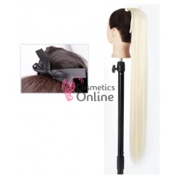 Extensie de par coada dreapta cu snur si pini 55 cm lungime Cod SI776055 Blond White